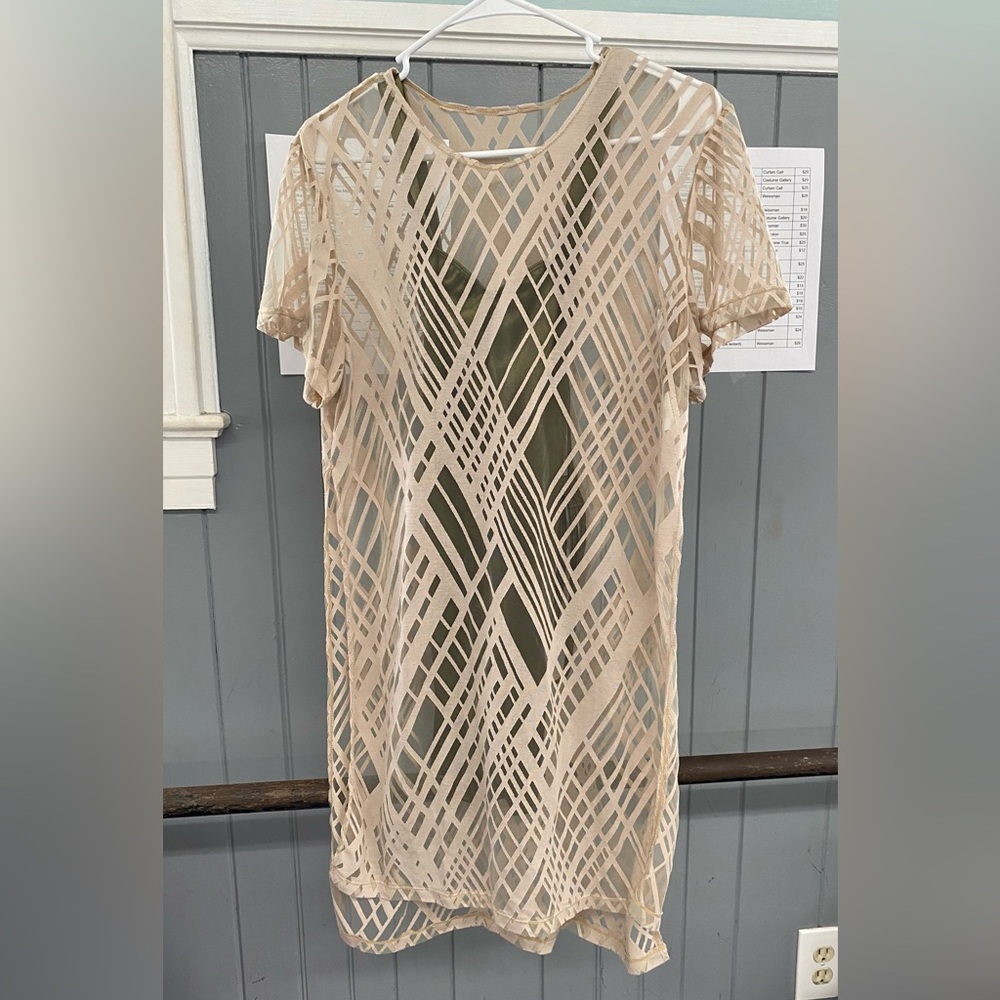 Revolution Dance Costume Tan Mesh Dress with Satin Olive Base
